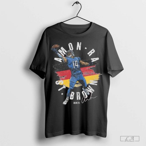 Official Amon-Ra St Brown Detroit Lions NFL Germany Flag Signature t-shirt