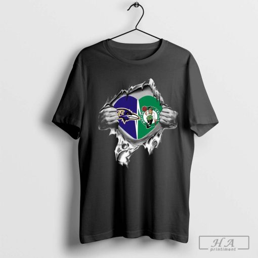 Official Blood Inside Me Baltimore Ravens And Boston Celtics 2024 Shirt