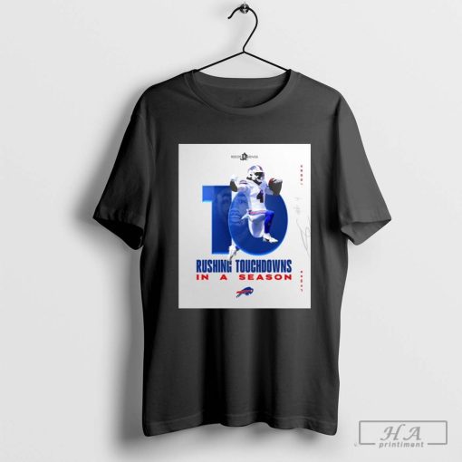 Official Buffalo Bills James Cook 10 Rushing Touchdowns In A Season Signature Poster t-shirt