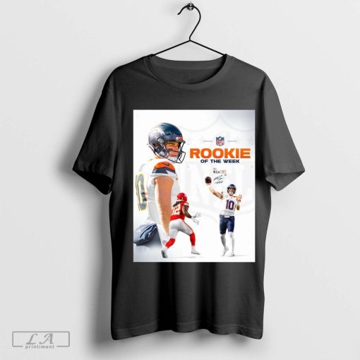 Official Congrats Bo Nix Denver Broncos NFL Rookie of the Week 2024 Signature Poster t-shirt