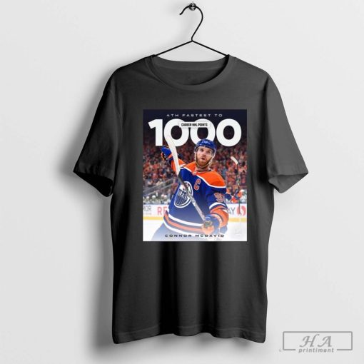 Official Connor Mcdavid 4th fastest to 1000 career points shirt