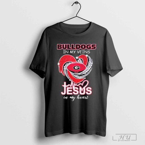 Georgia Bulldogs In My Veins Jesus In My Heart T-Shirt