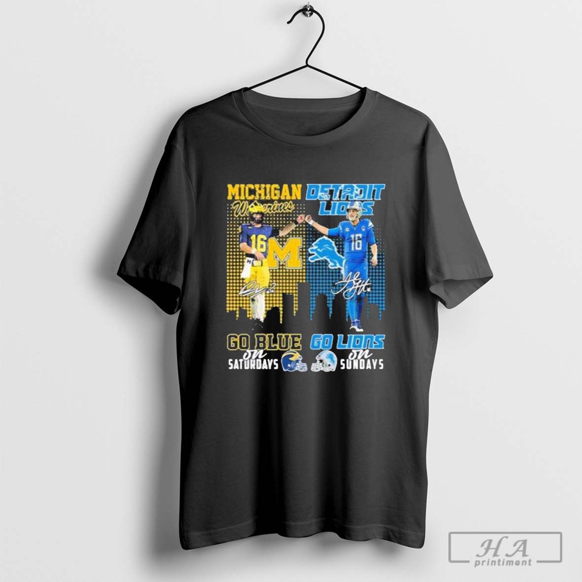 Official Michigan Wolverines Go Blue On Saturdays Detroit Lions Go Lions On Sundays T Shirt