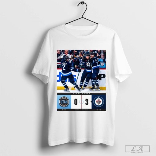 Official NHL Final Score Utah Hockey Club Vs Winnipeg Jets 0 - 3 2024-25 Season Poster t-shirt