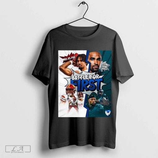 Official Philadelphia Eagles vs Washington Commanders Battle For First NFL 2024 Poster t-shirt