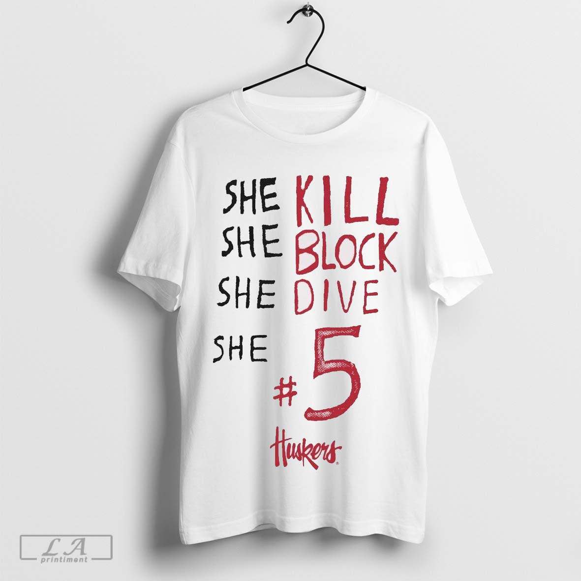 Official Rebekah Allick Nebraska Huskers She Block Kill Dive 5 T Shirt
