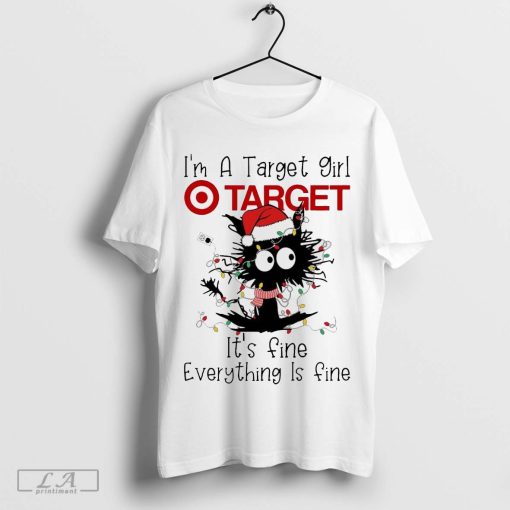 Official Santa black Cat I’m a Target girl it’s fine everything is fine christmas light shirt