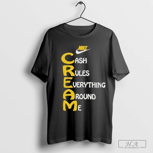 Official Wu Tang Clan x Nike Cream Tee Cash Rules Everything Around Me T-Shirts