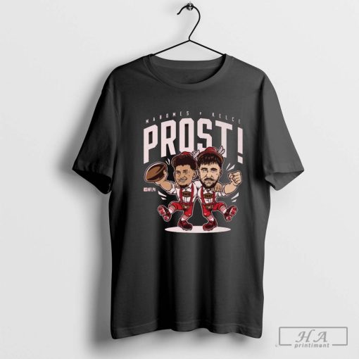 Patrick Mahomes And Travis Kelce Kansas City Chiefs Prost NFL Football 2024 Cartoon T-shirt