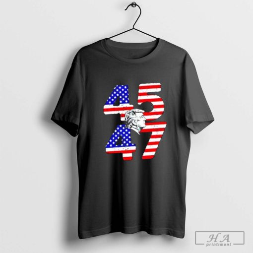 Patriotic Silhouette 45 47 Trump American flag shirt