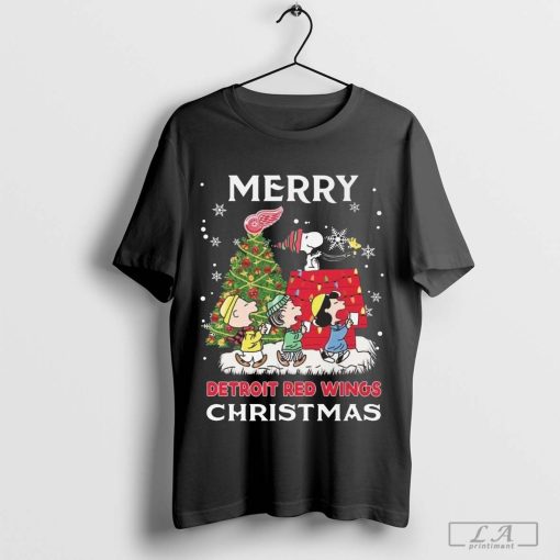 Peanuts Character Detroit Red Wings Merry Snoopy Peanuts Christmas Shirt