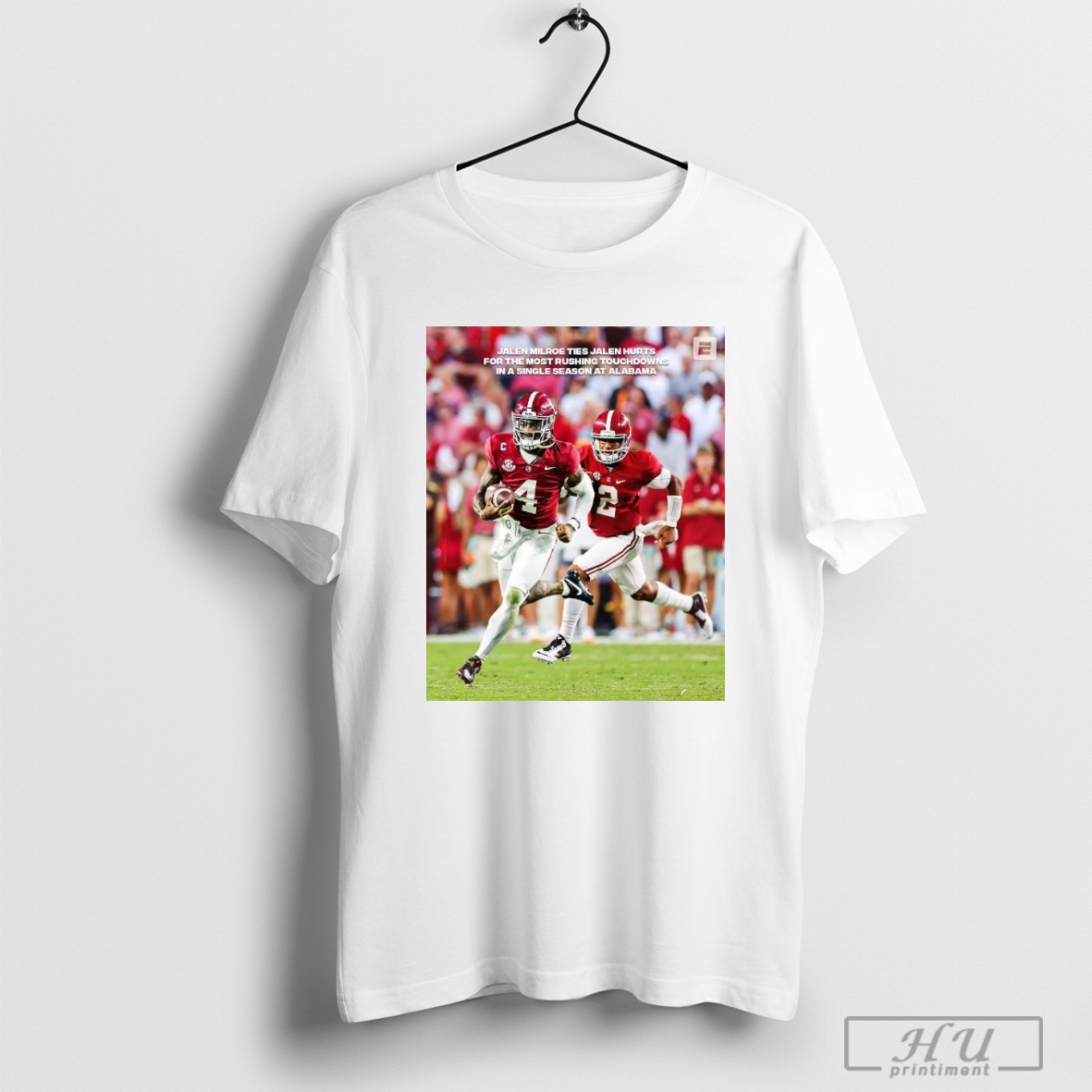 Poster Jalen Milroe Ties Jalen Hurts For The Most Rushing Touchdowns In A Single Season At Alabama Crimson Tide 2024 T Shirt