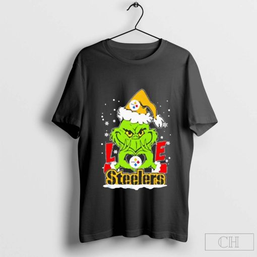 Premium Grinch Love Pittsburgh Steelers Christmas T Shirt