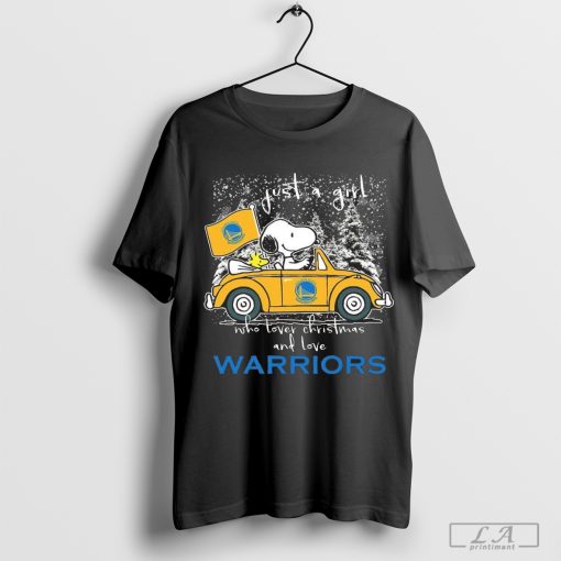 Snoopy And Woodstock Peanuts Just A Girl Who Lover Christmas And Love Golden State Warriors 2024 Shirt