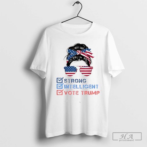 Strong intelligent vote Trump girl maga checklist shirt