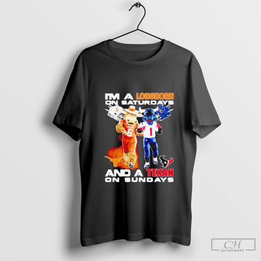 Texas Longhorns On Saturdays Houston Texans On Sundays Football Fan T-Shirt