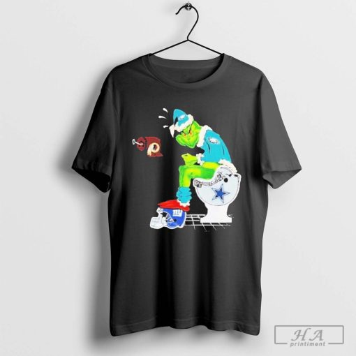 The Grinch Philadelphia Eagles Shit On Toilet New York Giants Dallas Cowboys Washington Commanders Christmas T-Shirt