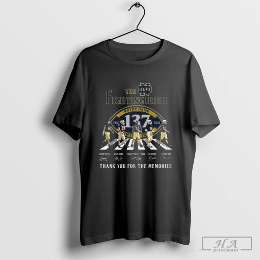 The Notre Dame Fighting Irish 1887-2024 Signature Thank You For The Memories Walking Signatures Shirt