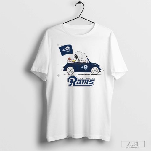 The Snoopy And Woodstock Ride The Los Angeles Rams Car T-Shirt