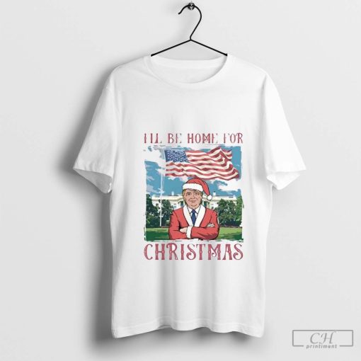 Trump Santa I’ll Be Home White for Christmas 2024 Shirt