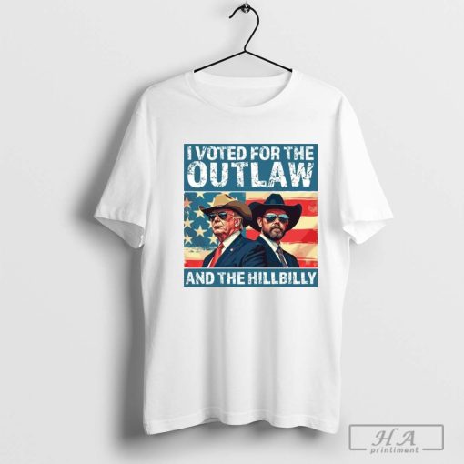 Trump Vance Vintage I Voted For The Outlaw And The Hillbilly 2024 USA Flag Shirt