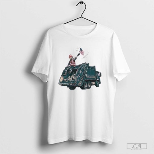 Trump garbage truck USA flag shirt