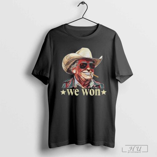 Western Trump Cowboy We Won American Flag Hat T-shirts