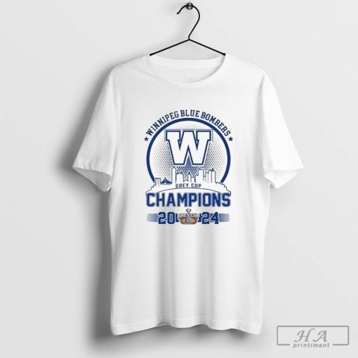 Winnipeg Blue Bombers Grey Cup Champs 2024 Skyline White Shirt