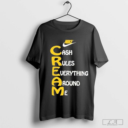 Wu Tang Clan x Nike Cream Tee Cash Rules Everything Around Me Shirt