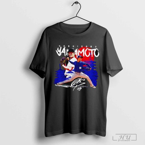 Yoshinobu Yamamoto 18 Los Angeles Dodgers rising sun signature shirt