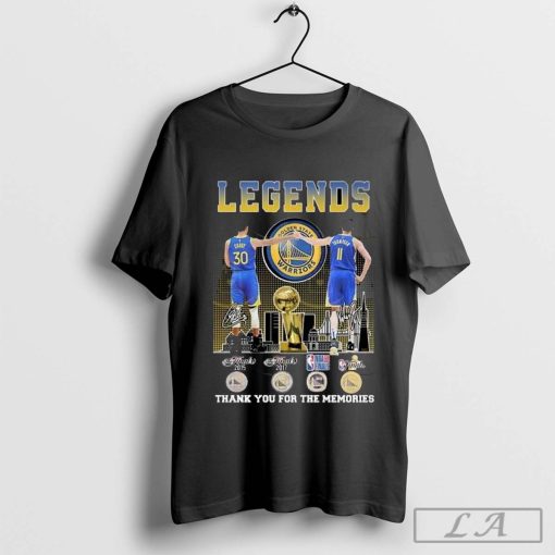 Golden State Warriors Stephen Curry x Klay Thompson Legends Signature Thank You For The Memories Shirt