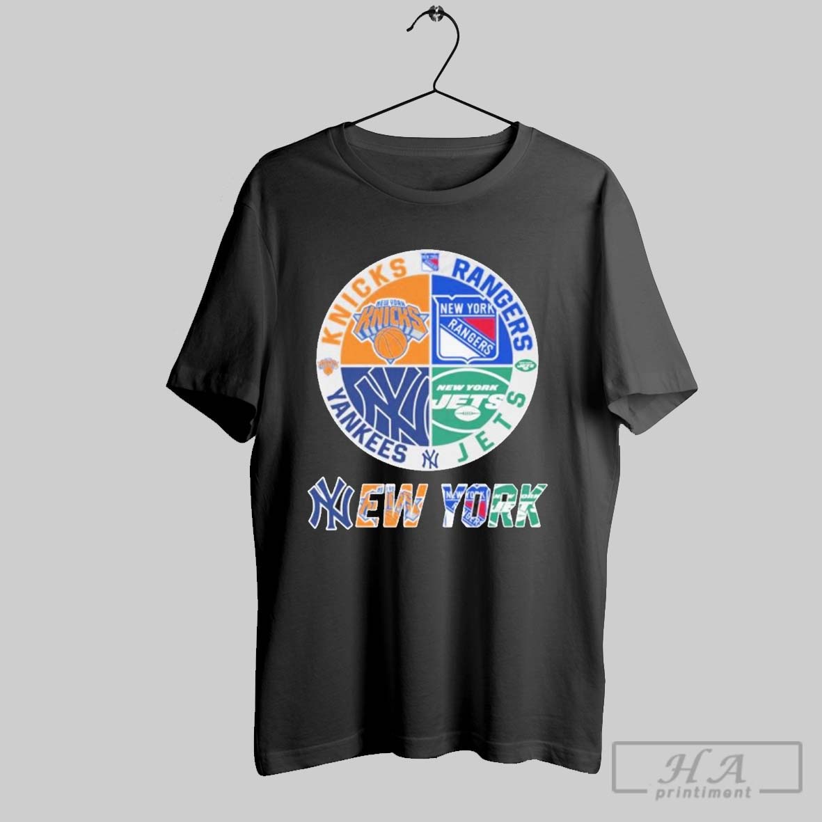 Official New York Knicks X New York Rangers X New York Yankees X New York Jets T Shirt