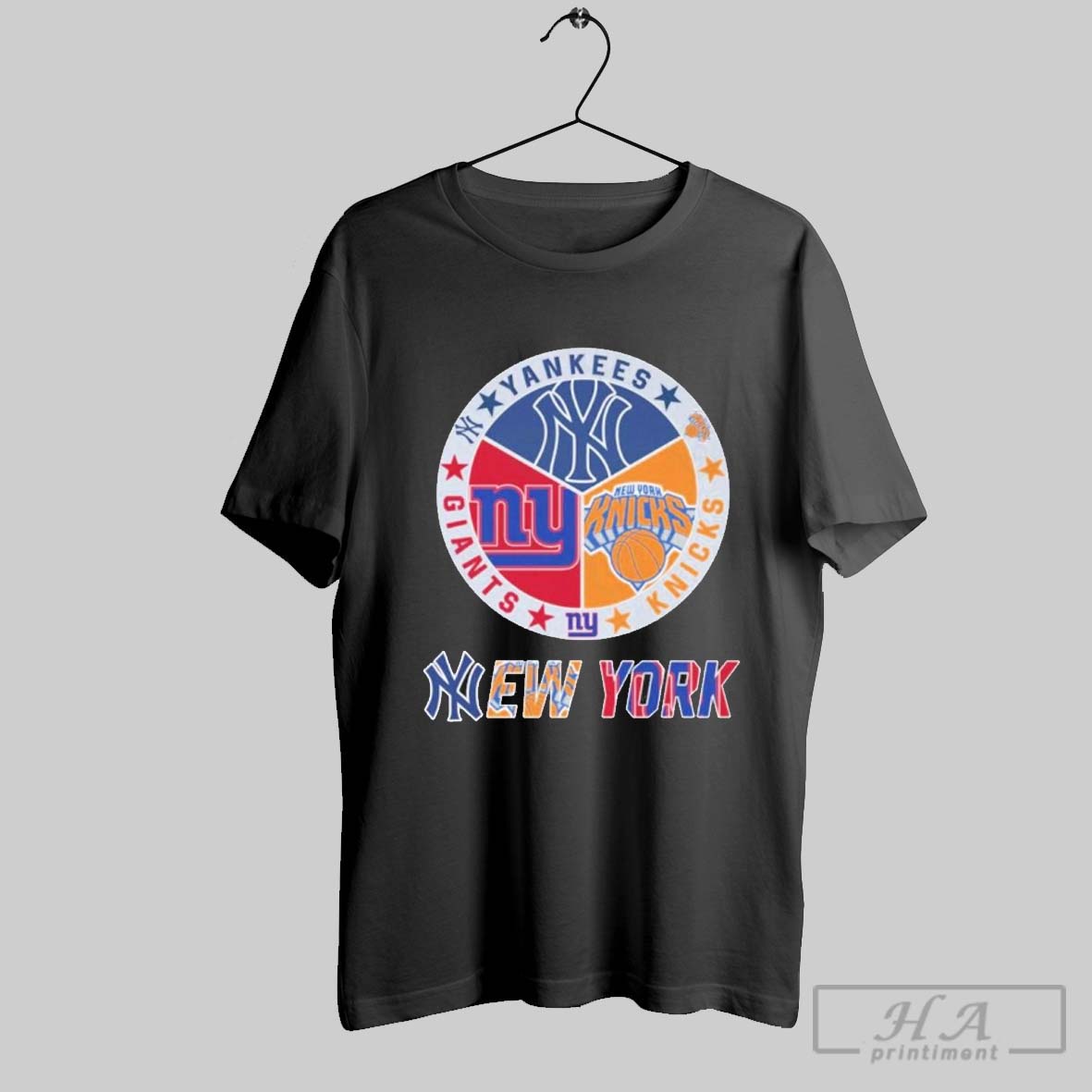 Official New York Knicks X New York Yankees X New York Giants T Shirt