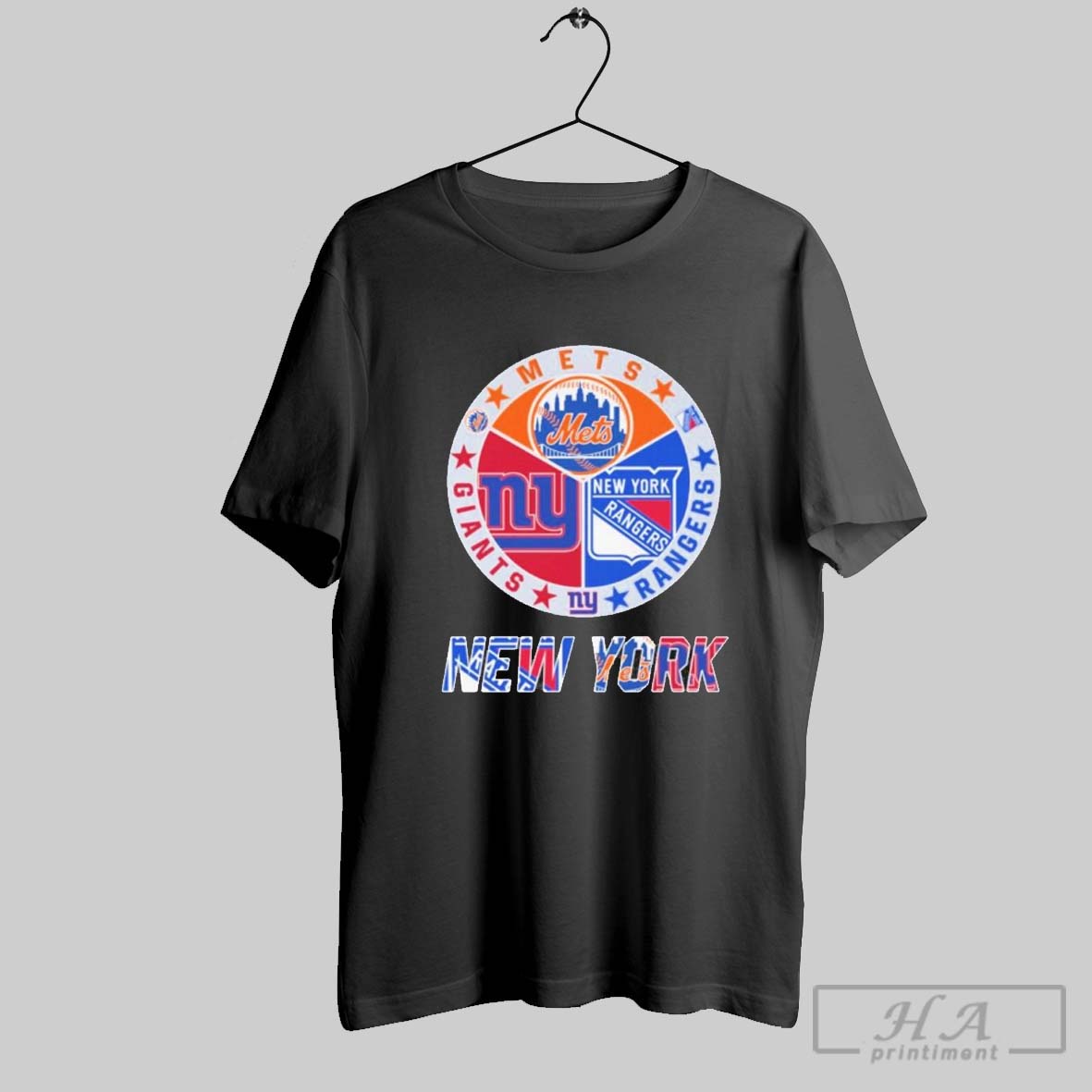 Official New York Mets X New York Rangers X New York Giants T Shirt
