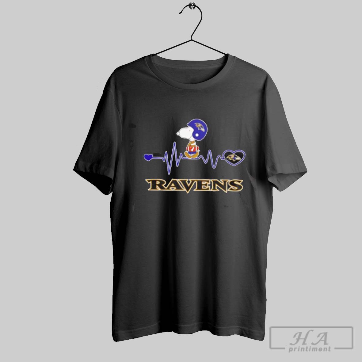 Snoopy Walking On Heartbeat Baltimore Ravens Football Shirt