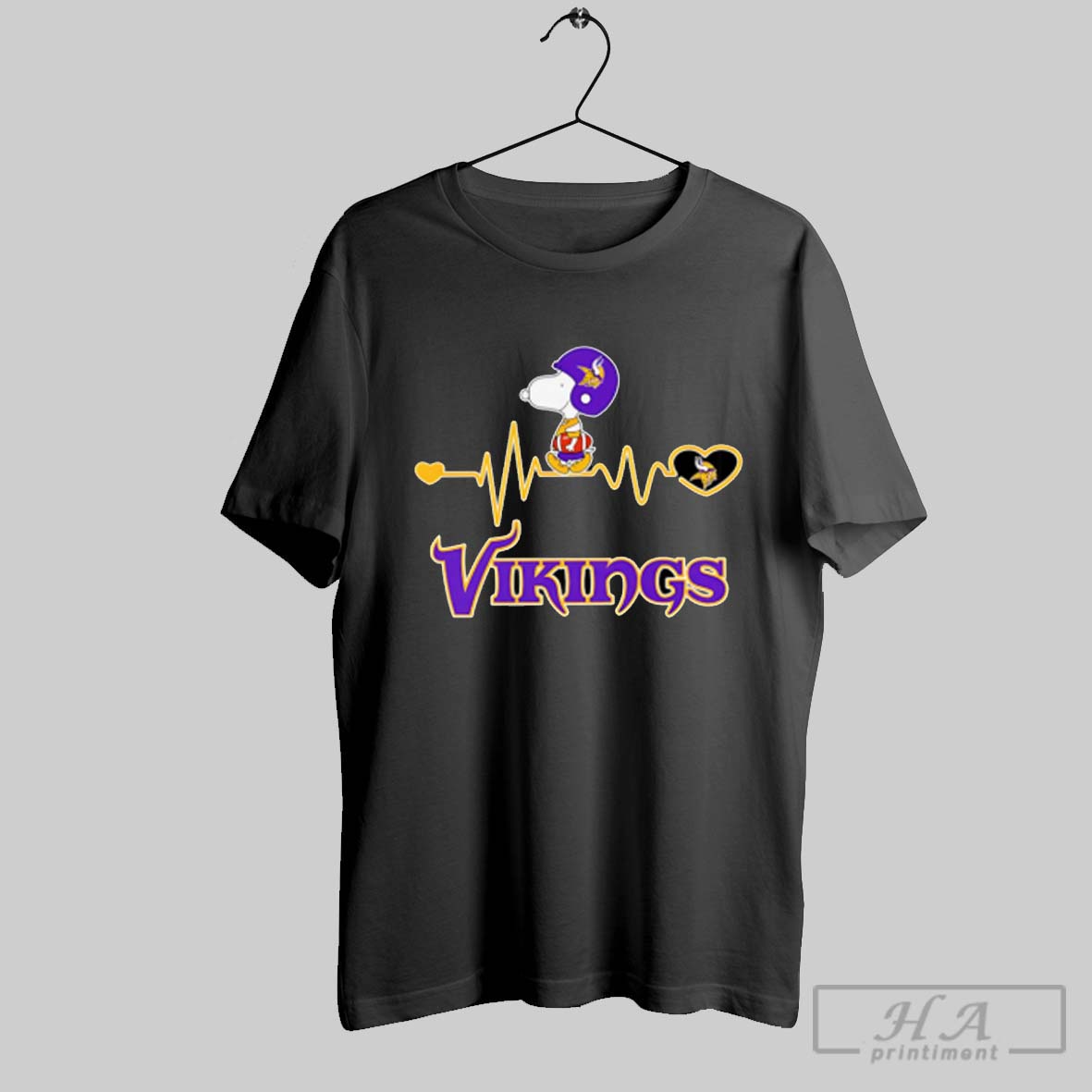 Snoopy Walking On Heartbeat Minnesota Vikings Football Shirt