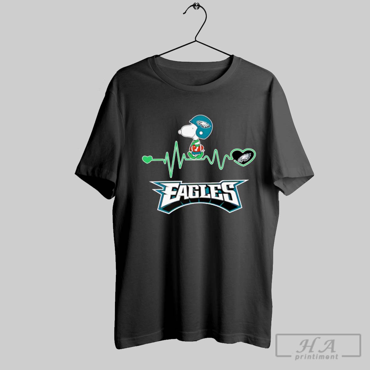 Snoopy Walking On Heartbeat Philadelphia Eagles Football Shirt