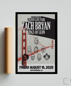 zach bryan aug 15 2025 golden gate park san francisco, ca tour poster-Portrait - Poster