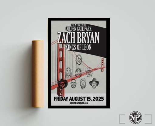 zach bryan aug 15 2025 golden gate park san francisco, ca tour poster-Portrait - Poster