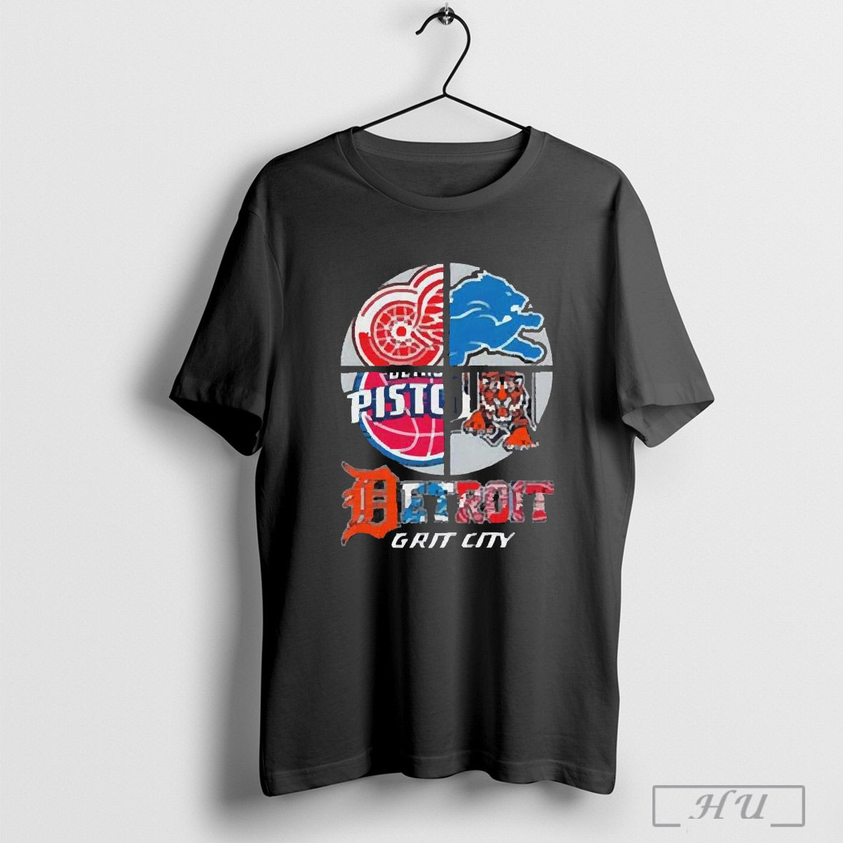 Detroit Grit City Red Wings Lions Tigers And Pistons Logo 2025 T Shirt
