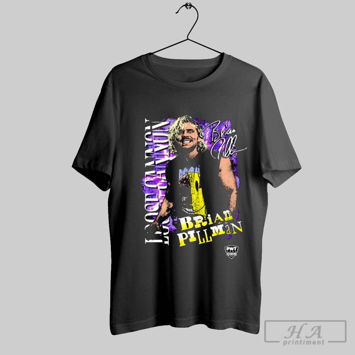 Official Pwt Icons Brian Pillman Loose Cannon Signature T Shirt