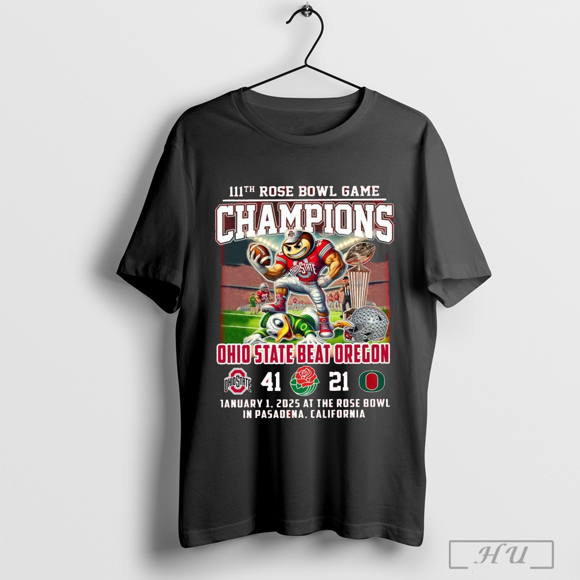 Ohio State Buckeyes Beat Oregon Ducks 111th Rose Bowl Champions 2025 T Shirt