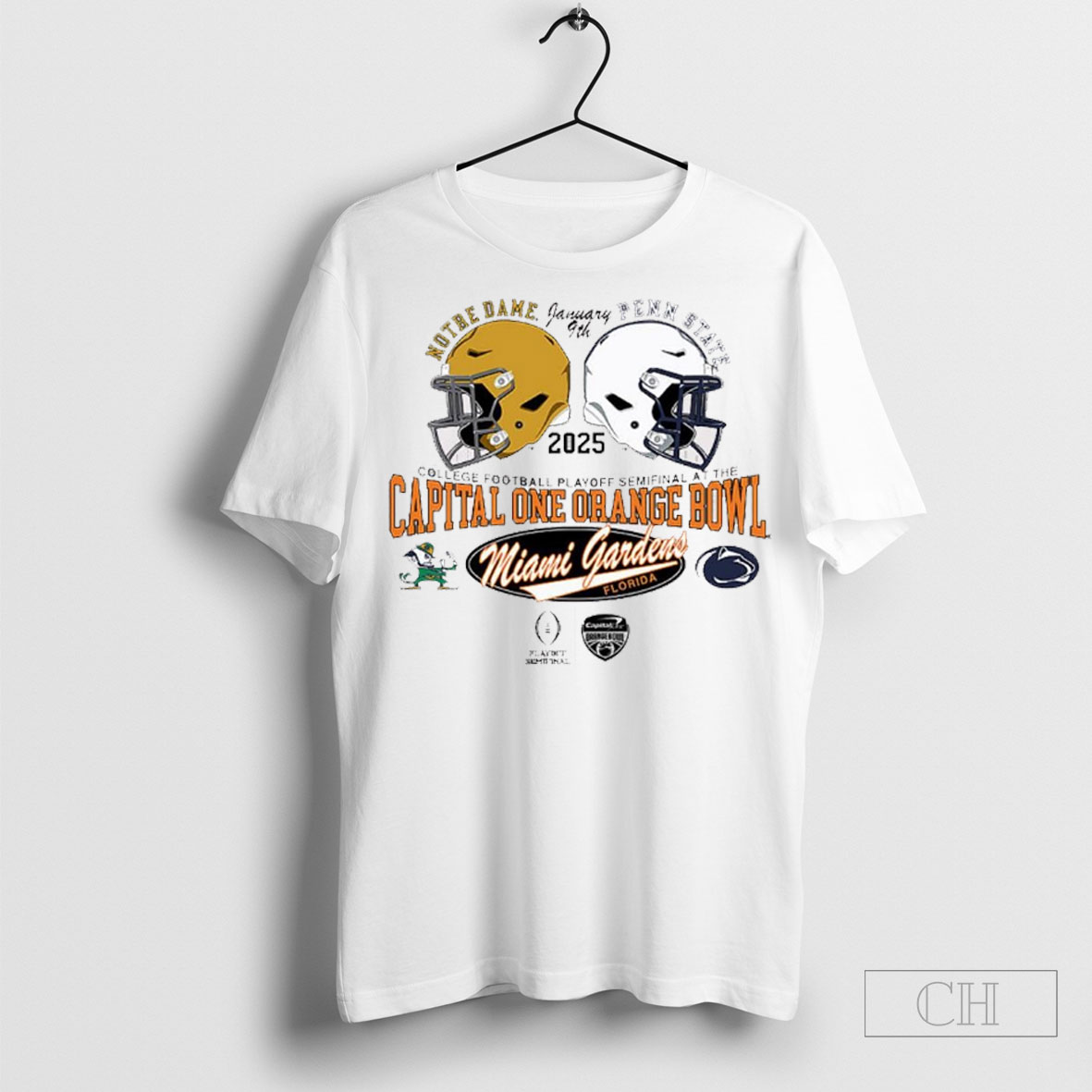 Penn State Nittany Lions Vs Notre Dame Fighting Irish 2025 Cfp Semifinal At The Capital One Orange Bowl Dueling Helmet Miami Gardens T Shirt