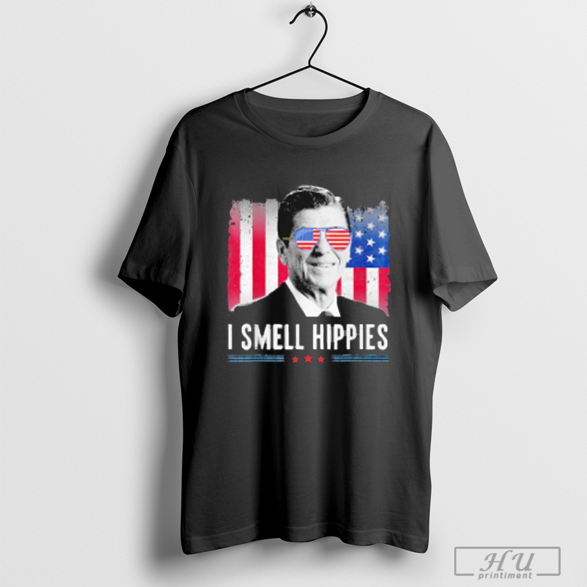 Smell Hippies Patriotic 4th July I Smell Hippies American Flag T Shirts And Long Sleeved Sweatshirt Poster