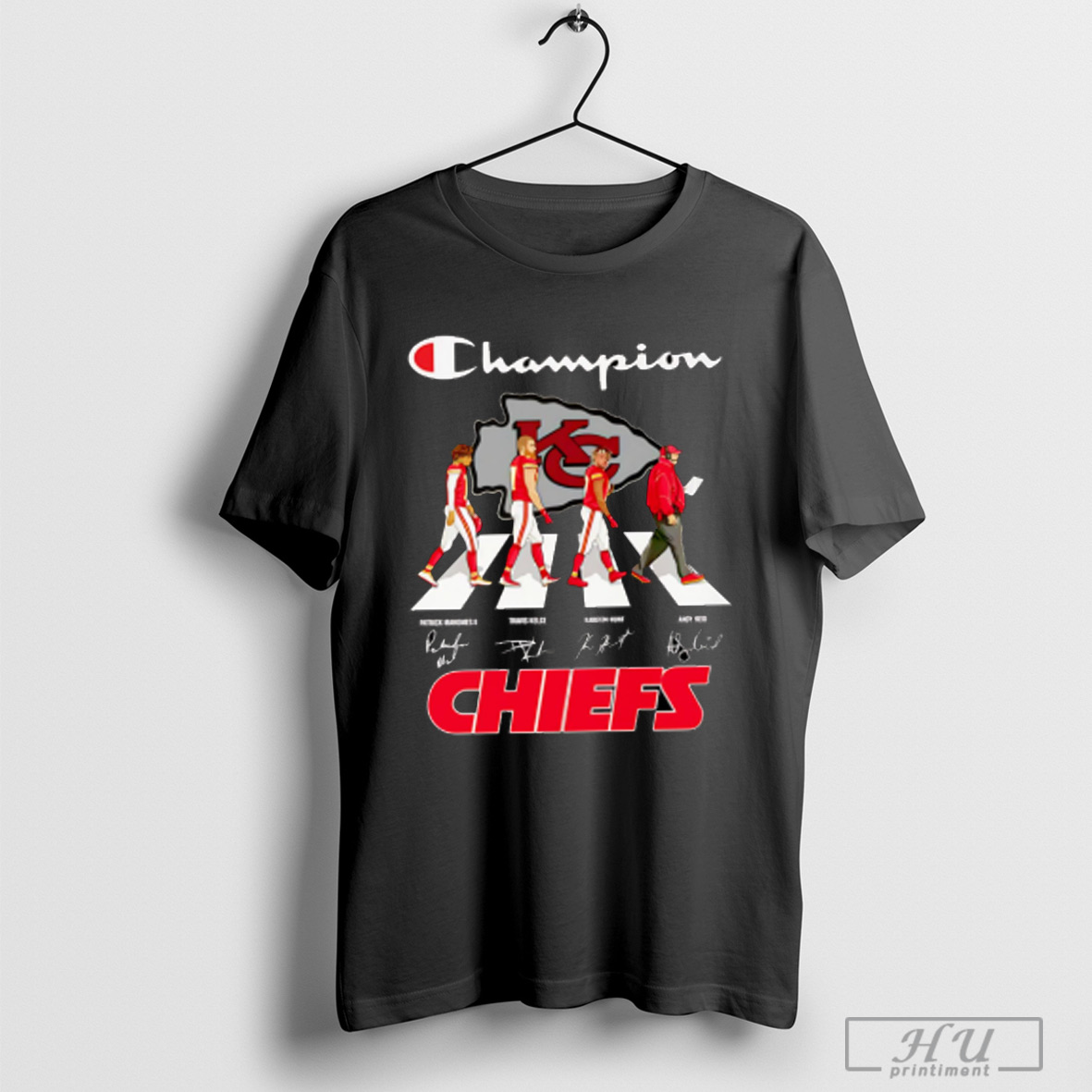 Trendy Champion Abbey Road Chiefs Patrick Mahomes Travis Kelce Kareem Hunt And Andy Reid T Shirt