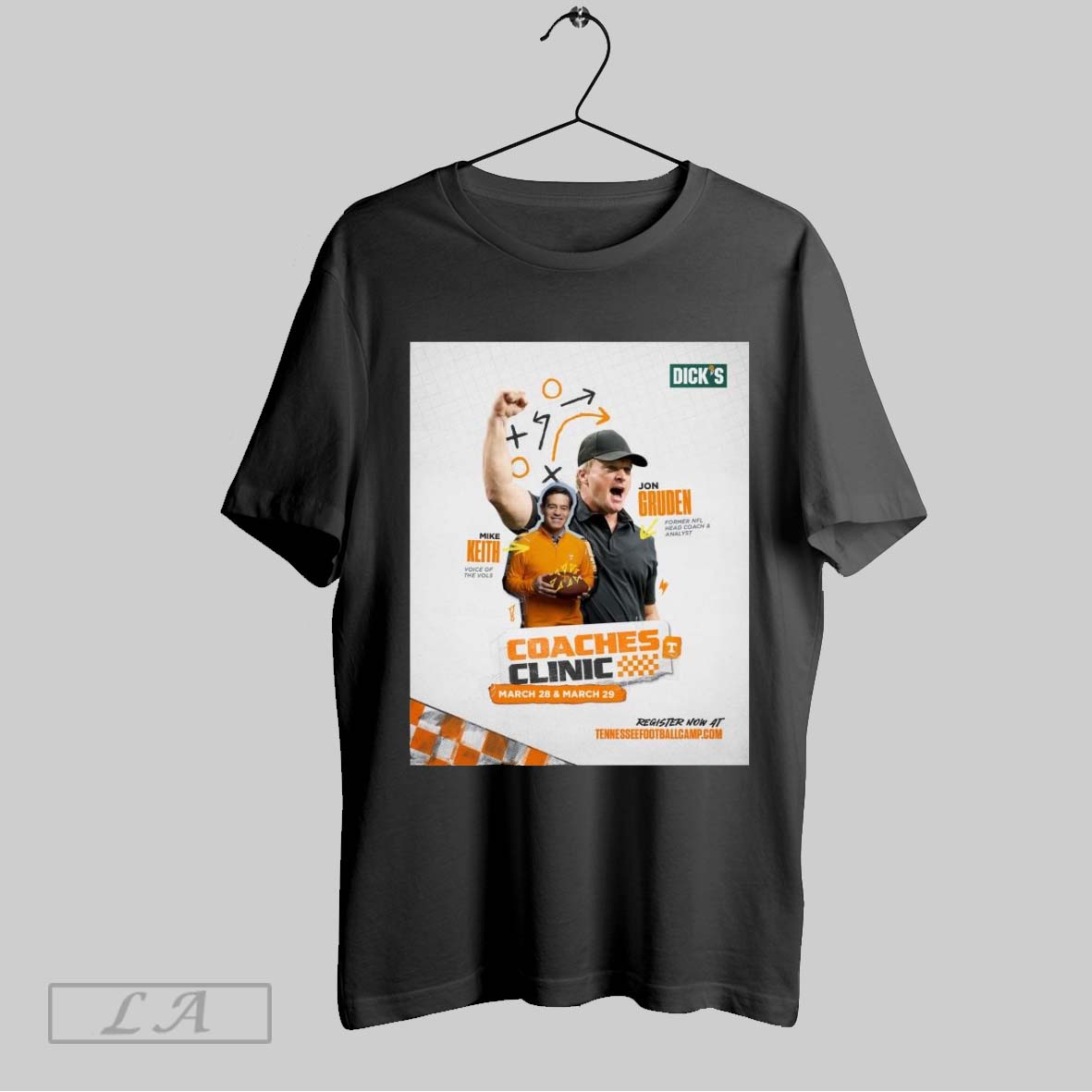 Top Poster Tennessee Vols Football Coaches Clinic Mar 28 29 Mike Keith Voice Of The Vols Jon Gruden Former Nfl Head Coach And Analyst T Shirt