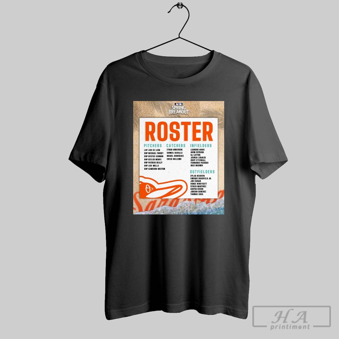 Baltimore Orioles Player Development Mlb Spring Breakout 2025 Roster Pitchers Catchers Infielders Outfielders Poster T Shirt