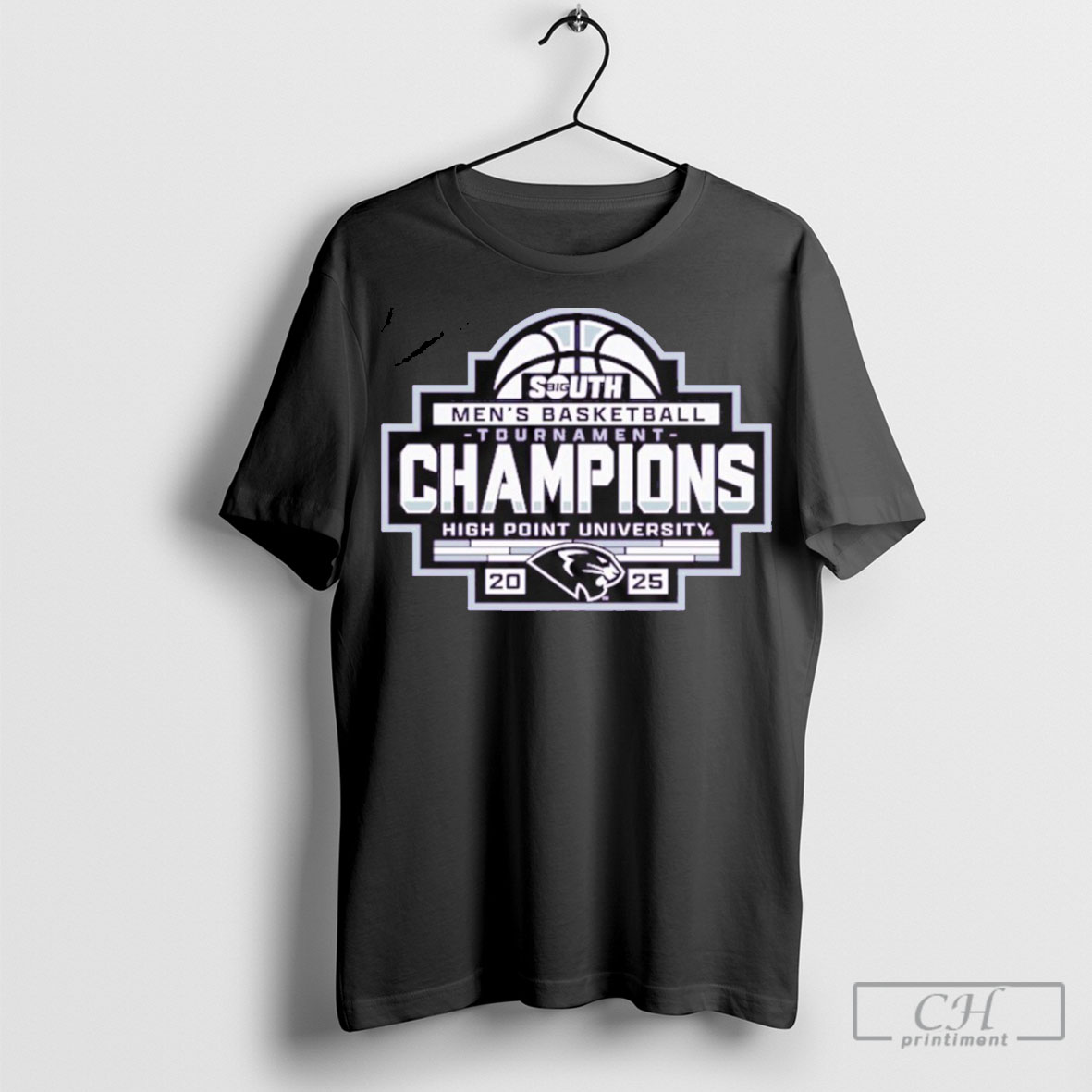 Official High Point Panthers Blue 84 Unisex 2025 Big South Mens Basketball Conference Tournament Champions T Shirt