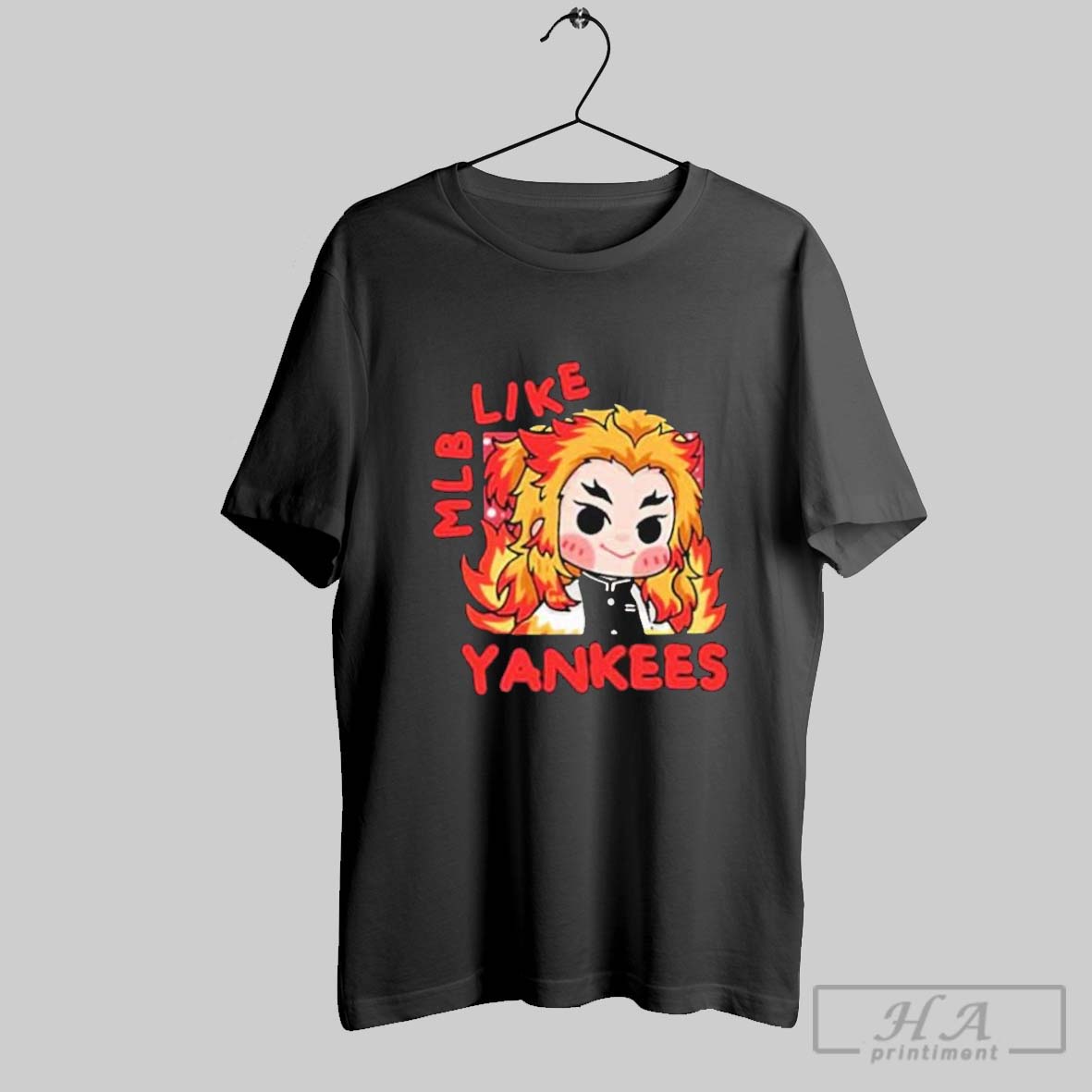 Official Kimetsu No Yaiba Anime Kyojuro Rengoku New York Yankees Mlb X Demon Slayer T Shirts