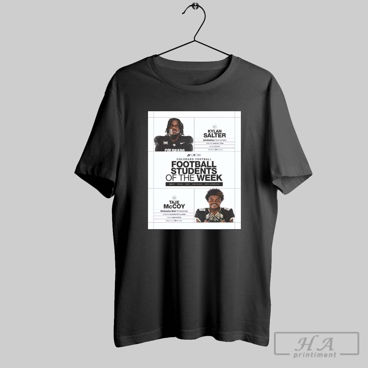 Official Poster Colorado Buffaloes Linebacker Kylan Salter Defensive Taje Mccoy Are Football Students Of The Week T Shirt